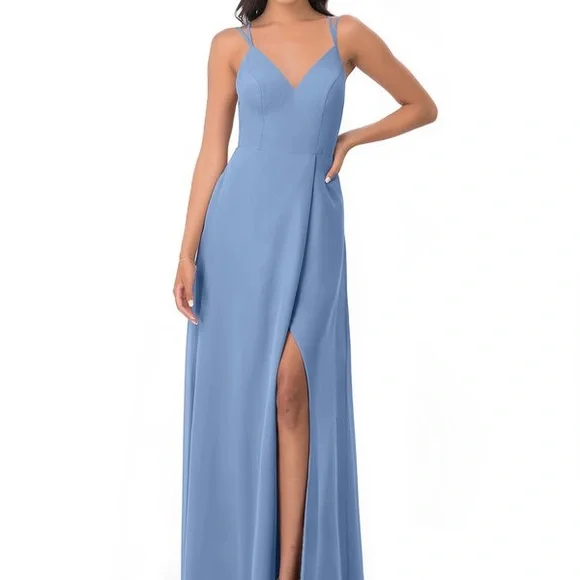 azazie steel blue dress Azazie Steel blue, Dusty blue, or Twilight. I'm undecided!!! (inspo in pics 2&3) : r/weddingplanning